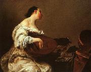 Giuseppe Maria Crespi Woman Playing a Lute oil painting